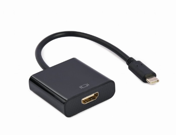 ADAPTOR video GEMBIRD, adaptor USB-C Type-C (T) la HDMI (M), 15cm, rezolutie maxima 4K (3840 x 2160) la 60Hz, negru, &quot;A-CM-HDMIF-04&quot; (timbru verde 0.1