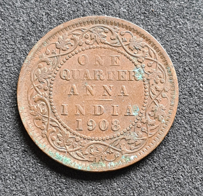 India One quarter anna 1908