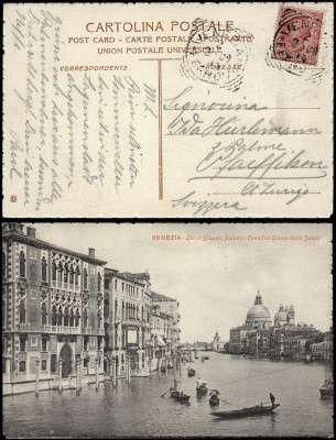 Italy 1913 Old postcard postal stationery Venezia to Pfaffikon Switzerland D.898 foto