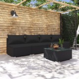Cumpara ieftin Set mobilier de grădină cu perne, 5 piese, negru, poliratan