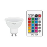 Bec LED color Osram spot PAR16 GU10 4.2W 250lm lumina calda 2700 K + RGB + telecomanda, dimabil