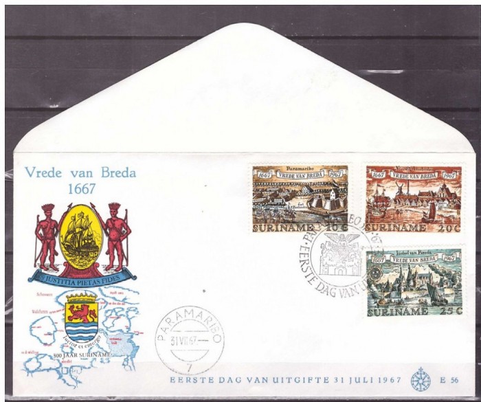 FDC Surinam, 1967, harti, nave