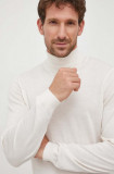 BOSS pulover de l&acirc;nă bărbați, culoarea alb, light, cu guler 50468262