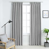 Draperii opace cu c&acirc;rlige, 2 buc., gri, 140 x 245 cm