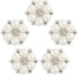 5 bucăți cu perle ornamente cu strasuri, 1 inch cu strasuri pentru butoni cu per