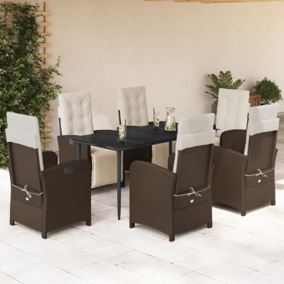 vidaXL Set mobilier de grădină cu perne, 7 piese, maro, poliratan foto