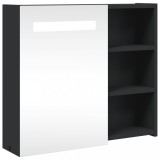 Cumpara ieftin Dulap cu oglinda de baie cu LED, negru, 60x13x52 cm