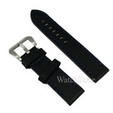 Cumpara ieftin Curea Ceas Piele Bovina Neagra Cusatura Albastra WZ858
