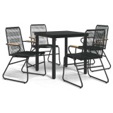 Set mobilier de gradina, 5 piese, negru, ratan PVC