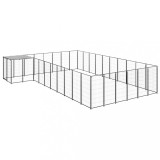 VidaXL Padoc pentru c&acirc;ini, negru, 19,36 m&sup2;, oțel