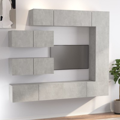 Gossi set dulapuri tv, 7 piese, gri beton, lemn prelucrat foto