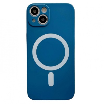 Husa magsafe pentru apple iphone 12, silicon, protectie pentru camera, magnetica, incarcare wireless, flippy, albastru foto