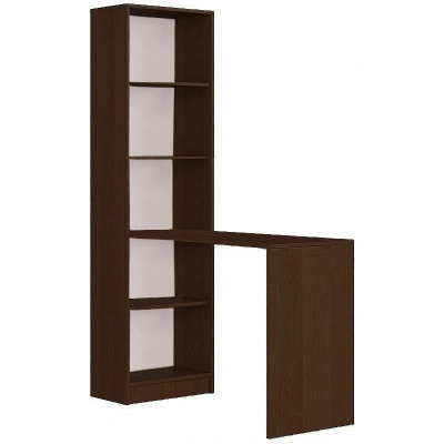 Birou calculator cu biblioteca, placa laminata, 5 rafturi, wenge, 125x50x180 cm, Smart foto