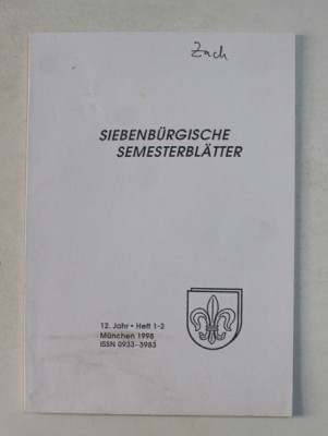 SIEBENBURGHISCHE SEMESTERBLATTER , HEFT 1 - 2 , MUNCHEN , 1998 foto