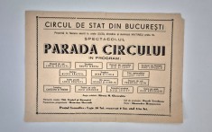 Program Circul de Stat Bucuresti Pliant anii&#039;60