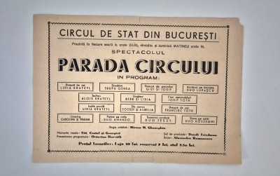 Program Circul de Stat Bucuresti Pliant anii&amp;#039;60 foto