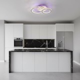 Lustra LED cu telecomanda si cristal NOVA ROTONDA RGB, 43W, 2 Cercuri, lumina Rece/Calda/Neutra, Dimabila, Alb