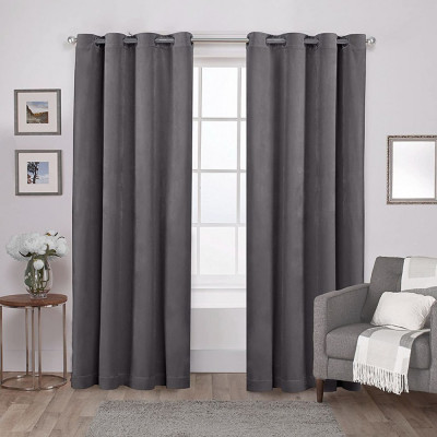 Set draperii din catifea cu inele negre, Madison, 250x255 cm, densitate 700 g/ml, Anchor, 2 buc foto