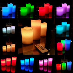 Set 3 Lumanari Decorative Iluminate cu LED Multicolor si Control din Telecomanda foto