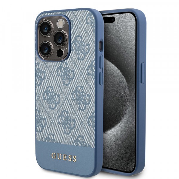 Husa pentru Apple iPhone 15 Pro, Guess, 4G Stripe, Albastra