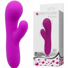 Vibrator Pretty Love Berger, 30 Moduri Vibratii, Silicon, USB, Mov, 14.5 cm