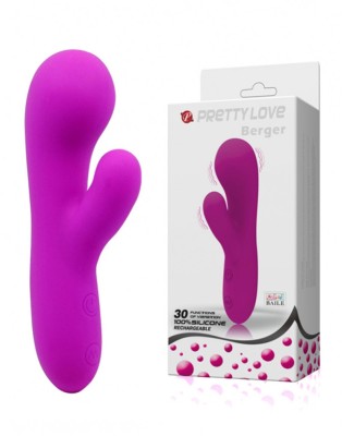 Vibrator Pretty Love Berger, 30 Moduri Vibratii, Silicon, USB, Mov, 14.5 cm foto