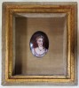 Tanara cu rochie albastra, Miniatura pe portelan, cca. 1900