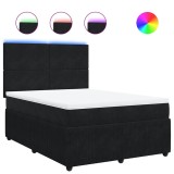 Cumpara ieftin Pat box spring cu saltea, negru, 140x200 cm, catifea