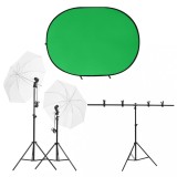 Kit studio foto cu set de lumini si ecran de fundal GartenMobel Dekor, vidaXL