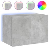 Cumpara ieftin Comoda TV de perete cu lumini LED, gri beton, 60x35x41 cm
