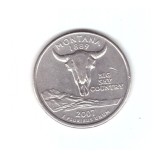 Moneda SUA 25 centi/quarter dollar 2007 D, Montana 1889, stare buna, curata