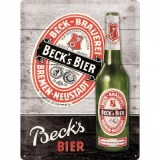 Placa metalica - Becks Green Bottle- 30x40 cm, Nostalgic Art Merchandising