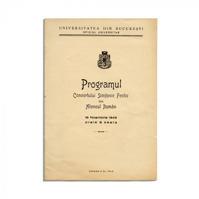 Program, Concert simfonic festiv, Ateneul Rom&acirc;n, 1943