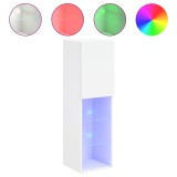 Cumpara ieftin Comoda TV cu lumini LED, alb, 30,5x30x102 cm