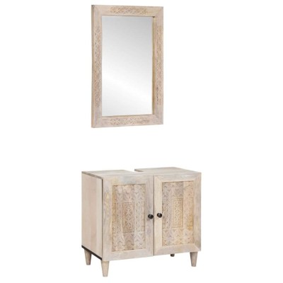 vidaXL Set de mobilier pentru baie Pe perete 2 pcs Alb 62 x 33 x 58 cm 3310072 foto