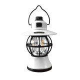 Lamp&Auml; camping retro re&Atilde;&reg;nc&Auml;rcabil&Auml;, 3 moduri iluminare, 1200mah, led 5w, intensitate reglabil&Auml;, culoare alb&Auml;, 20 cm, portabil&Auml; cu m&Atilde;&cent;ner