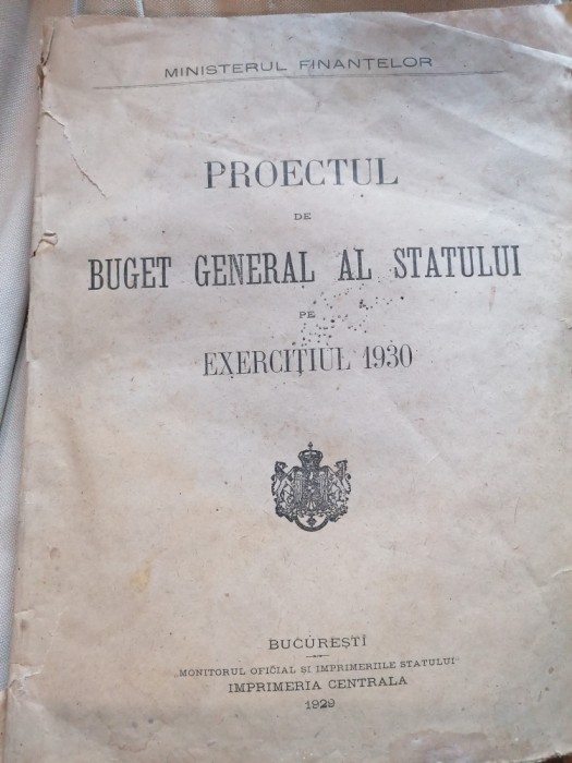PROIECTUL DE BUGET GENERAL AL STATULUI PE EXERCITIUL 1930