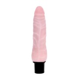 Vibrator Realistic 18.5cm, Conic, cu Vene, Baterii AAA, TPR+ABS, Natural