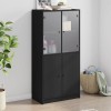 Dulap inalt negru vidaXL, 68x37x142 cm, lemn compozit, 8 compartimente, biblioteca moderna living