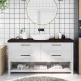 vidaXL Blat de baie, maro &icirc;nchis, 160x40x(2-6) cm, lemn masiv tratat