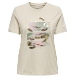 Tricou cu maneca scurta pentru femei ONLY Onlkita Reg S S Mix Top Box CS Jrs Ex, crem, L - OUTLET