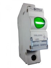 Lampa led 230V de semnalizare verde cu montaj pe sina in tablouri electrice IP20