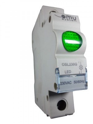 Lampa led 230V de semnalizare verde cu montaj pe sina in tablouri electrice IP20 foto