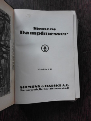 SIEMENS DAMPFMESSER (CARTE TEHNICA, CATALOG, SIEMENS, IN LIMBA GERMANA) foto