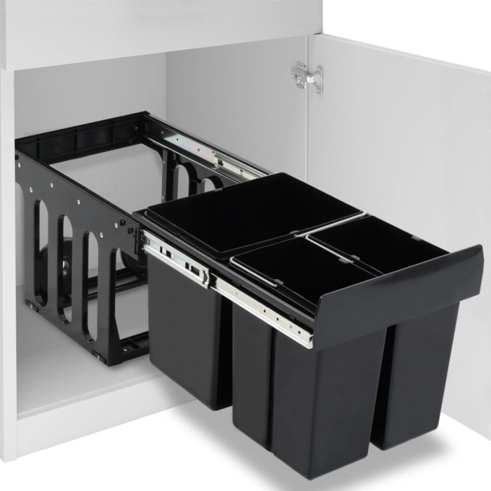 Gossi cos gunoi retractabil pentru dulap bucatarie, silentios, 48 l