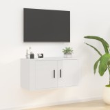 Dulap TV montat pe perete, alb extralucios, 80x34,5x40 cm