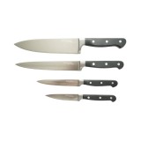 Set 4 cutite bucatarie profesionale, lama otel 5Cr15MoV, maner ABS negru Breckner Germany