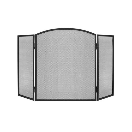 Panou protectie semineu, otel, negru, 118x76 cm