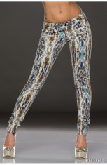 Pantaloni Skinny cu Imprimeu Abstract Multicolor foto