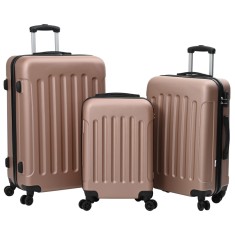 vidaXL Set valize 3 pcs carcasă dură roz aurie 20&rdquo; 24&rdquo; 28&rdquo; ABS